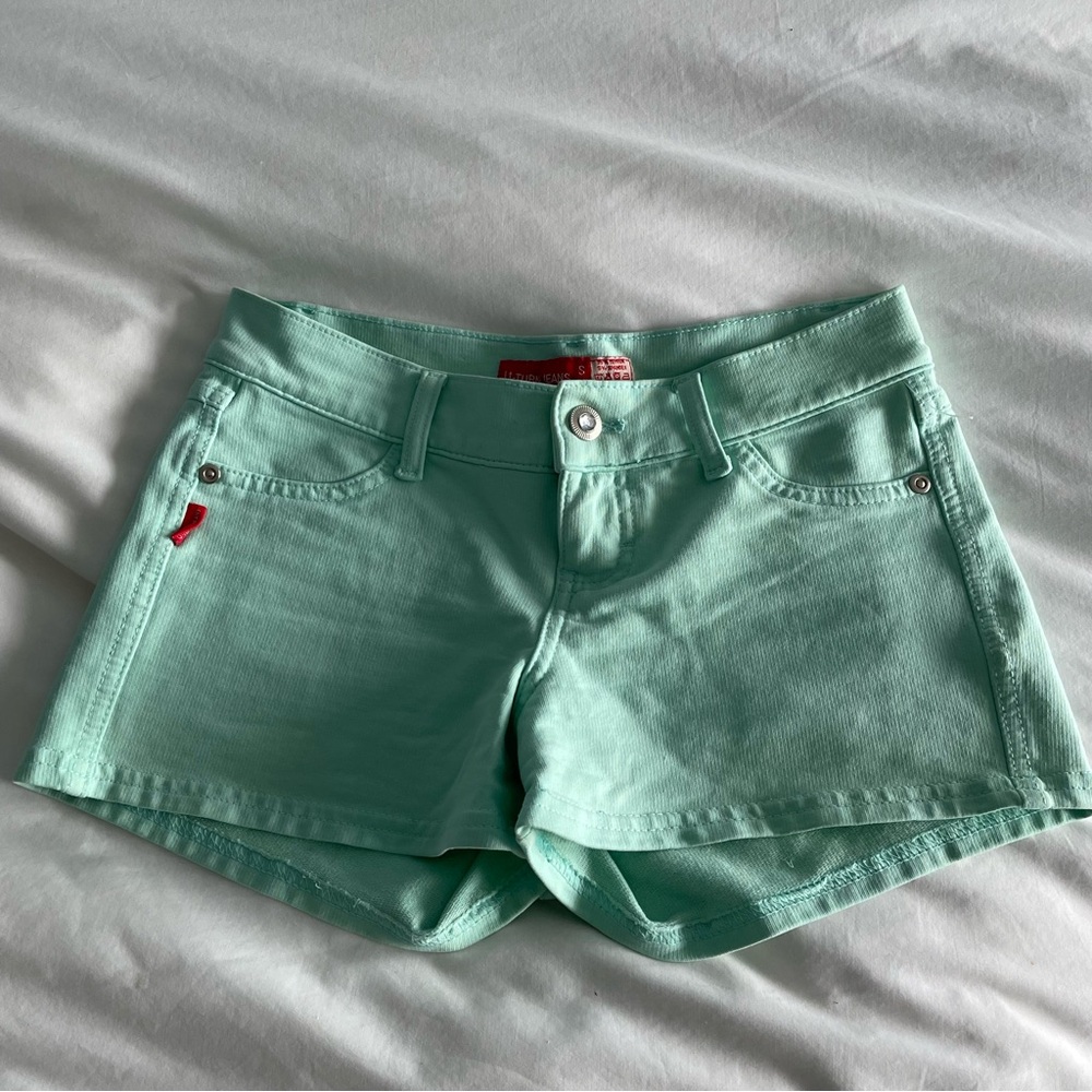 U Turn mint green Jean shorts